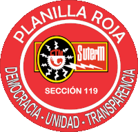 a red circle with the words planilla roja democracy unidad transparencia on it