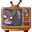 a cartoon cat is sitting in front of a television with antennas .