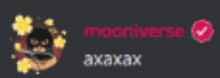 a blurred image of a person with flowers and the words moonverse aaxx