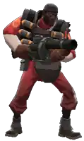 a man in red pants is holding a gun