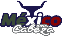 a logo for mexico con cabeza has a bull 's head on it