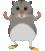 a pixel art of a hamster with rainbow socks on its legs .