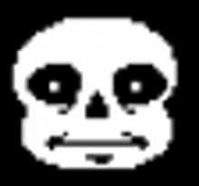 a pixel art of a skeleton 's face with a sad expression .