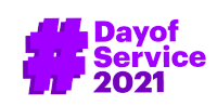 a logo for day of service 2021 with a hashtag on it