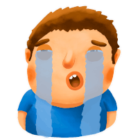 a cartoon drawing of a man crying with tears running down his face