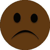 a brown face with black eyes and a sad look on it