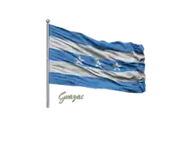 a blue white and gray flag with the word guayas on the bottom