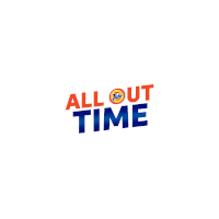 a tide logo that says all out time on it