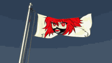 a flag with a red haired girl on it