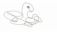 a black and white drawing of a snake with a circle in its eye