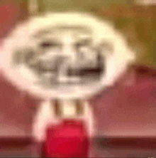 a blurry picture of a cartoon character with a smiley face on it .