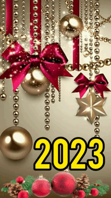 a picture of christmas decorations with the year 2023 in yellow