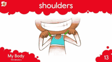 a cartoon of a girl with green nails and the word shoulders on the top