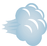 a cartoon illustration of a blue cloud with white lines coming out of it