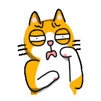 a cartoon cat is making a funny face with its paw on its face