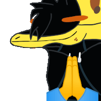 a cartoon of a duck with its hands folded in prayer