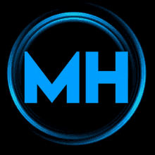 a blue logo that says mh in a blue circle