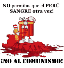 a poster that says no permitas que el peru sangre otra vez in black letters