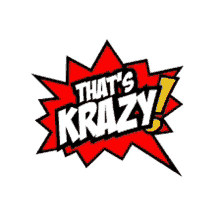 a red and white logo that says that 's krazy on it