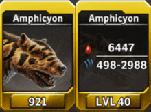 a screenshot of amphicyon and lvl40 in a video game