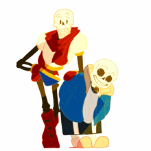 two skeletons are standing next to each other and one is wearing a red scarf