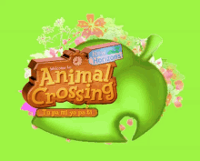 a green leaf with the words welcome to animal crossing