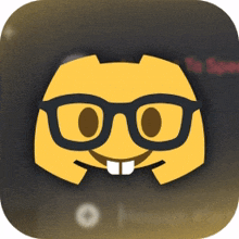 a discord icon with glasses and a smile on it