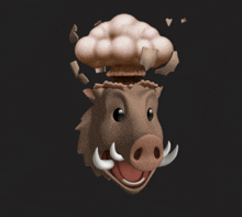 a cartoon of a boar with a mushroom coming out of it 's head