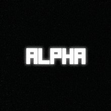 the word alpha is on a black background