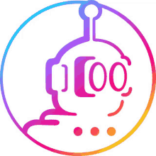 a colorful circle with a robot 's face and the number 100