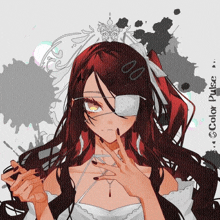 a drawing of a girl with a bandage on her eye and the words color pulse at the bottom