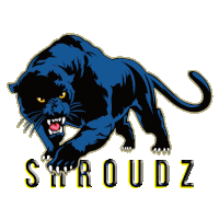 a black panther is on a white background with the word strroudz below it