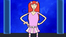 a cartoon of a girl in a pink dress with cat ears