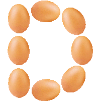 eggs arranged in a circle on a white surface