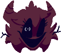 a cartoon drawing of a demon with horns and a smile on its face .