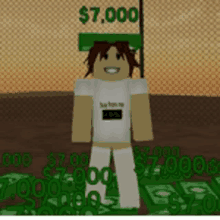 a cartoon character is standing next to a pile of money ..