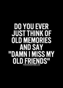 do you ever just think of old memories and say damn i miss my old friends ?