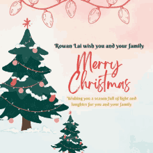 a merry christmas greeting card with a christmas tree