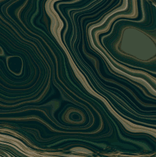 a dark green background with swirls and circles