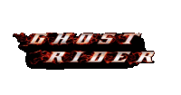 a ghost rider logo with flames coming out of the letters