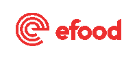 a red and white logo for efood