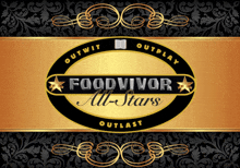 a gold and black logo for food vivor all stars outlast