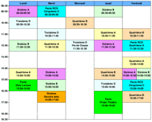 a schedule of french classes for the week of mardi vendredi and mercredi