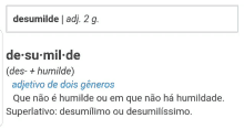 a definition of the word desumilde is shown in a foreign language