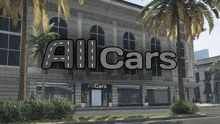 a building with a sign that says all cars on it