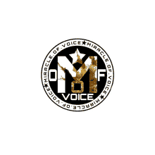 a logo for miracle of voice with a gold star in the center