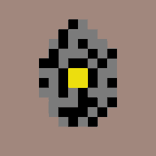 a pixel art drawing of a circle with a yellow square in the middle .