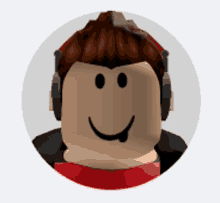 a roblox avatar with headphones on and a smile on his face