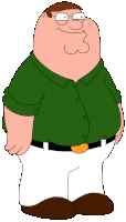 peter griffin from family guy is wearing a green shirt