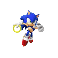 sonic the hedgehog is holding a yellow ring